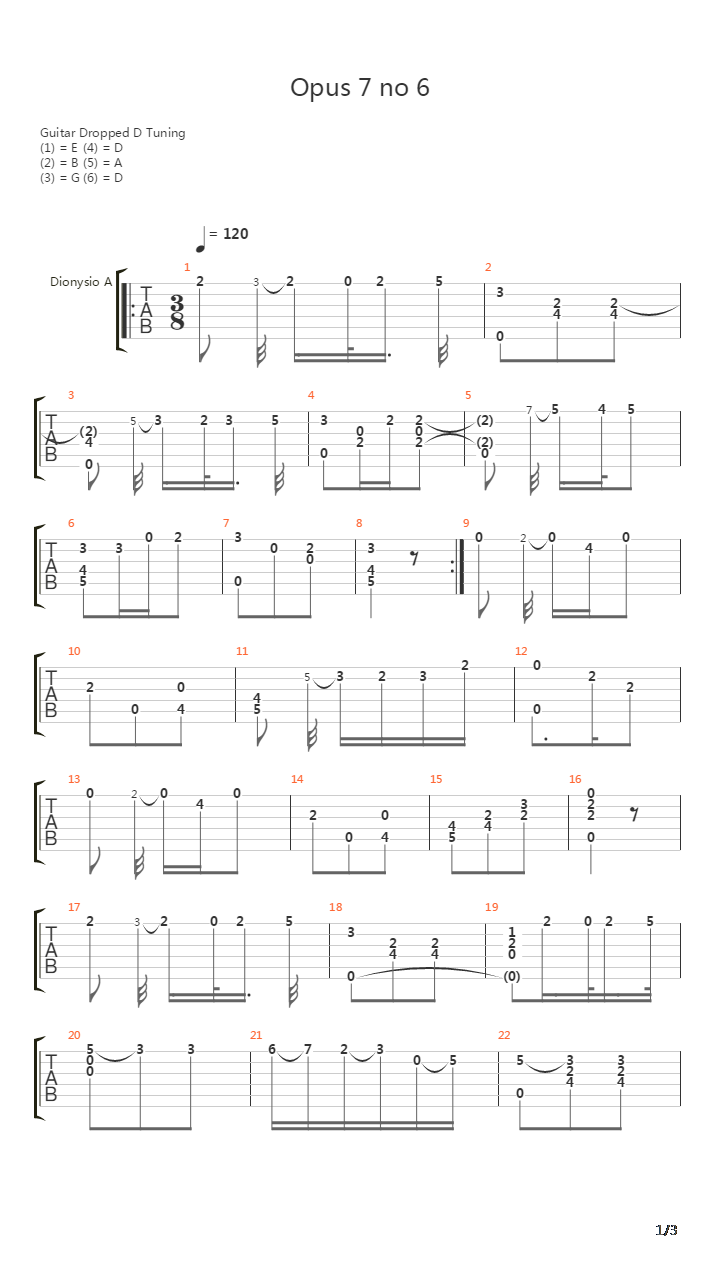 Opus 7 No 6吉他谱