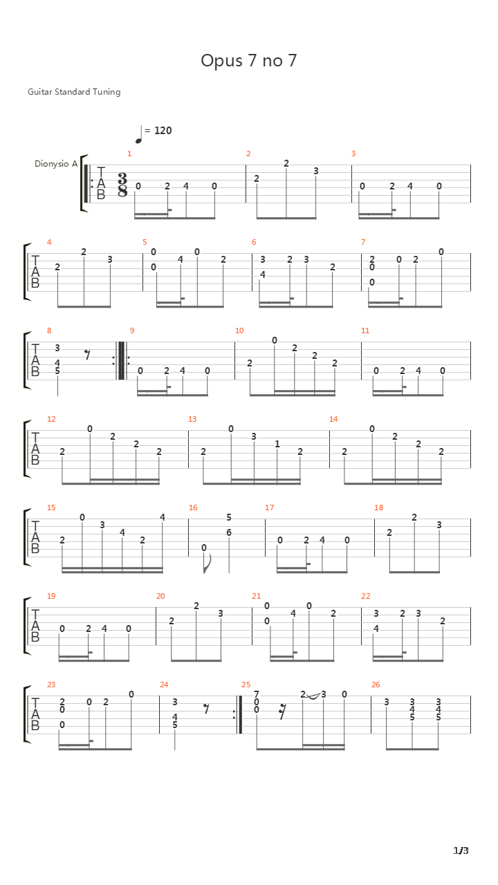 Opus 7 No 7吉他谱