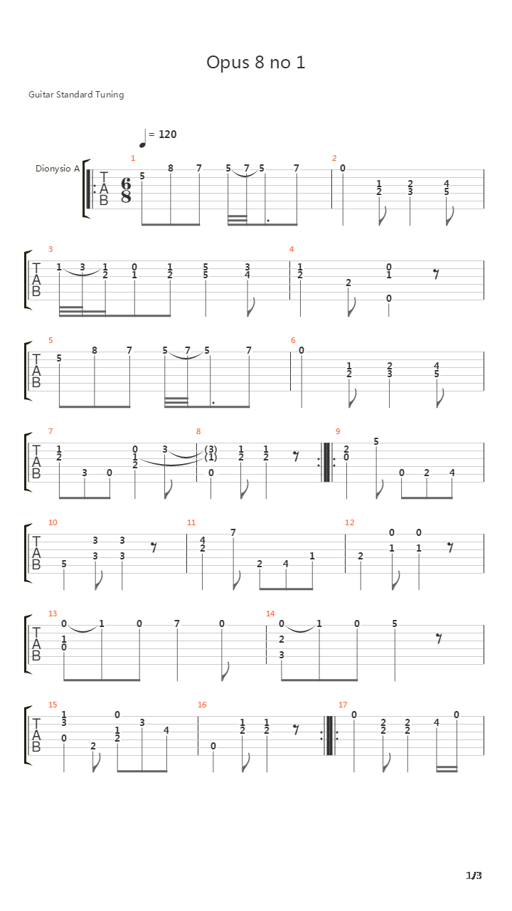 Opus 8 No 1吉他谱