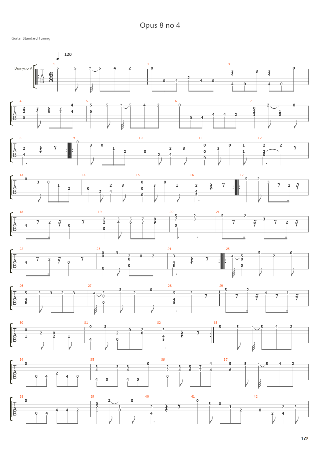 Opus 8 No 4吉他谱