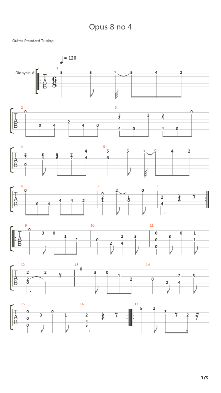 Opus 8 No 4吉他谱