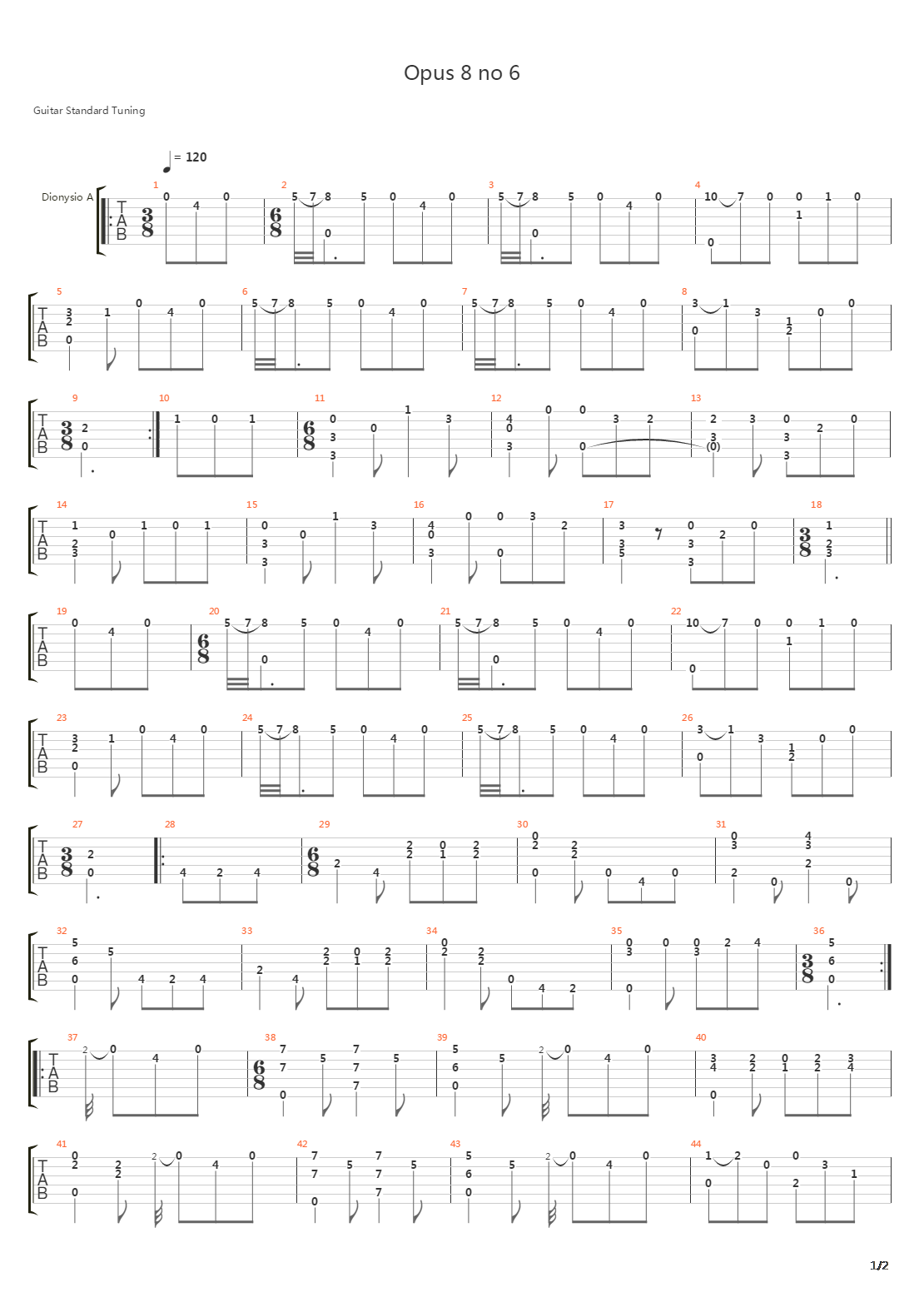 Opus 8 No 6吉他谱