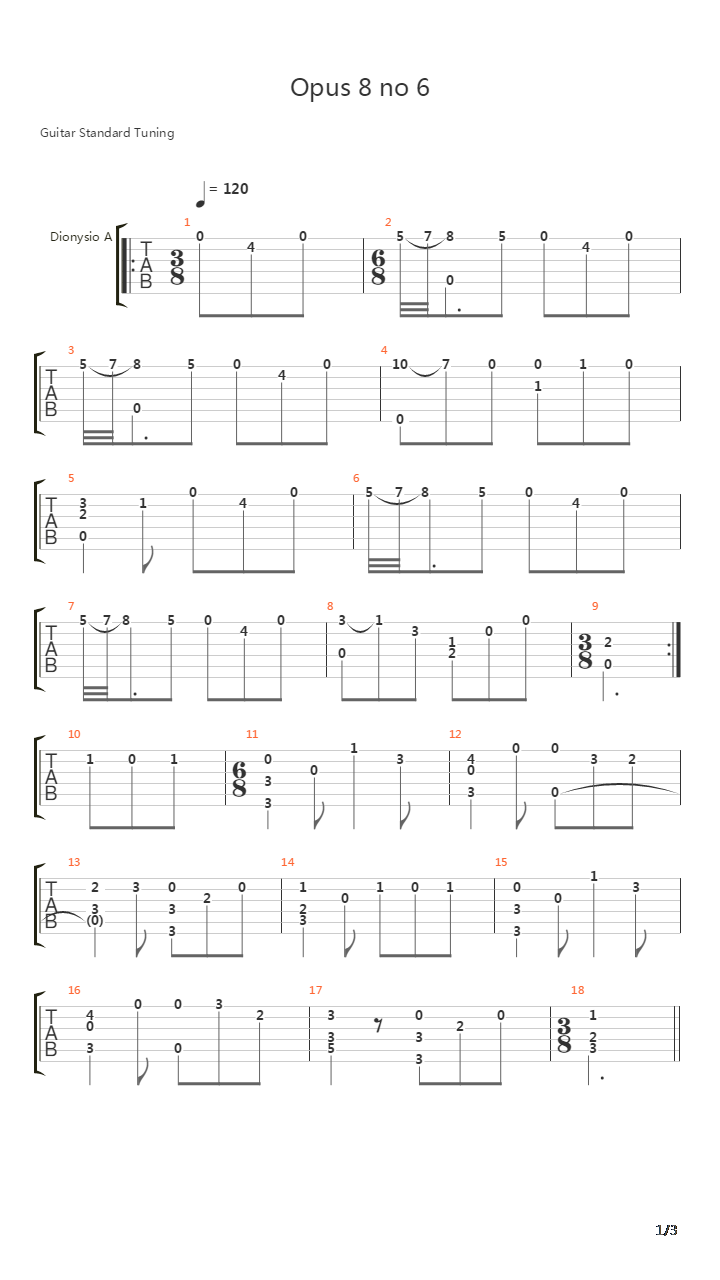 Opus 8 No 6吉他谱