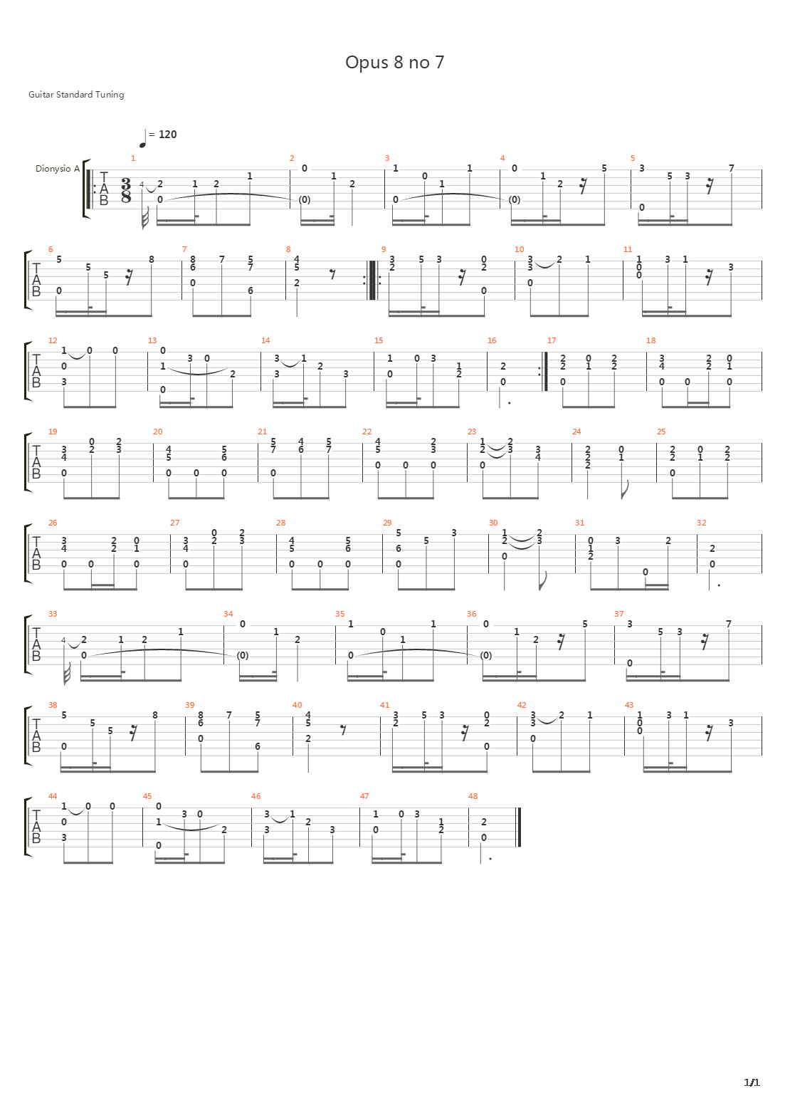 Opus 8 No 7吉他谱