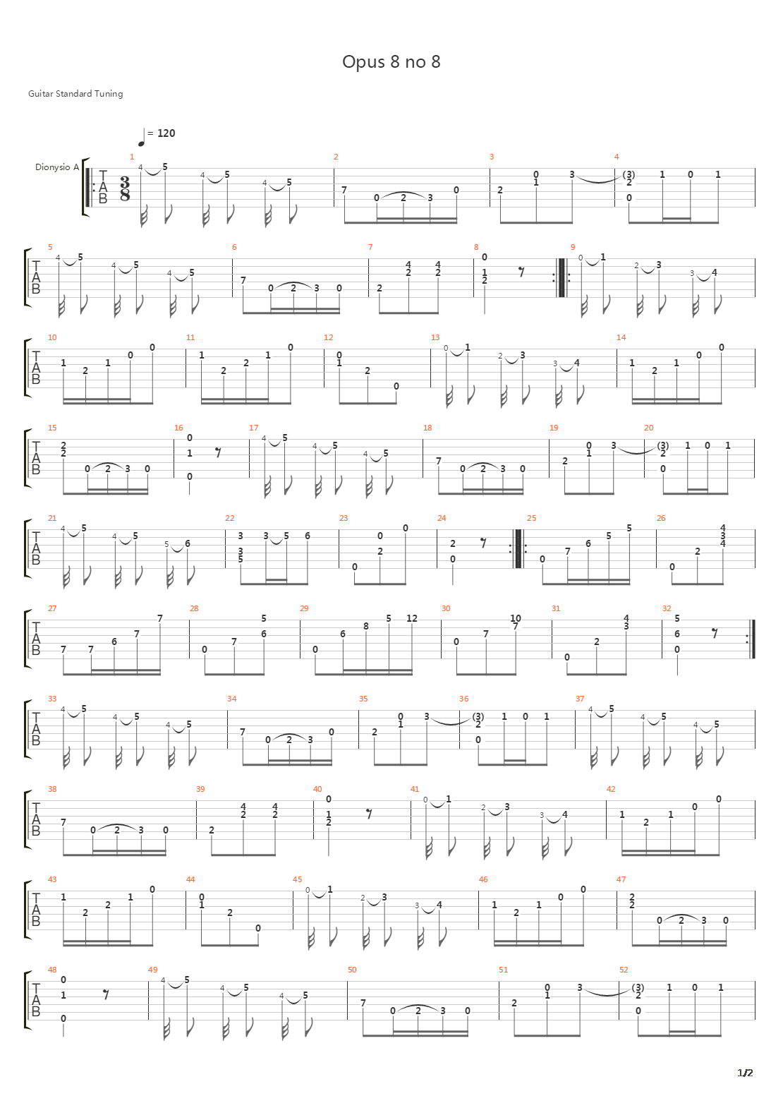 Opus 8 No 8吉他谱