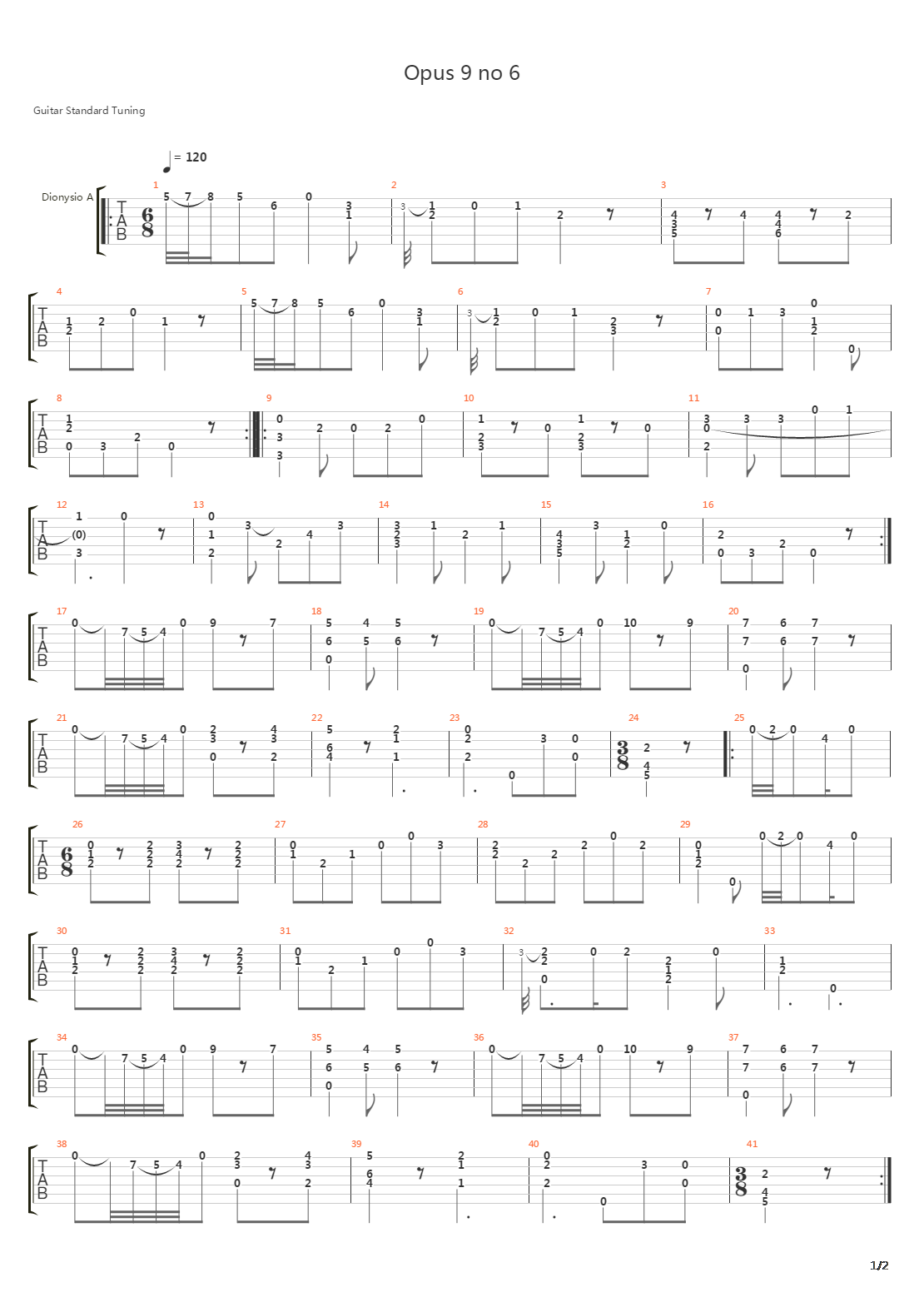 Opus 9 No 6吉他谱