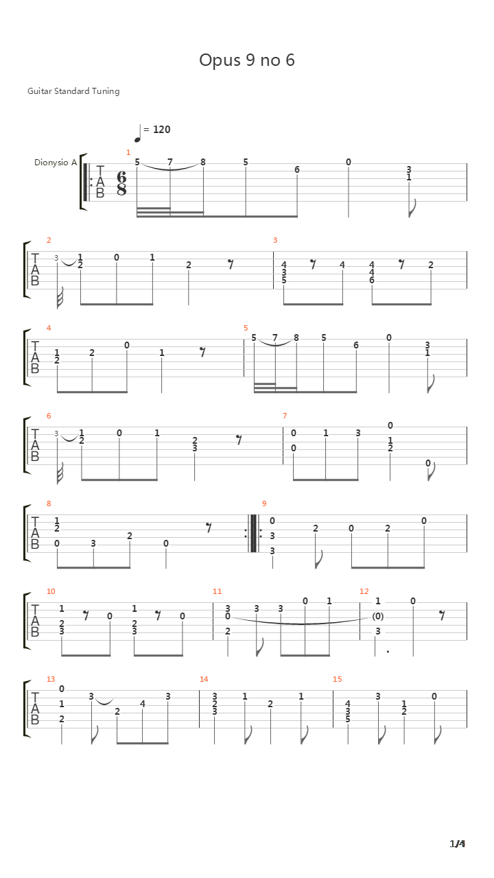 Opus 9 No 6吉他谱