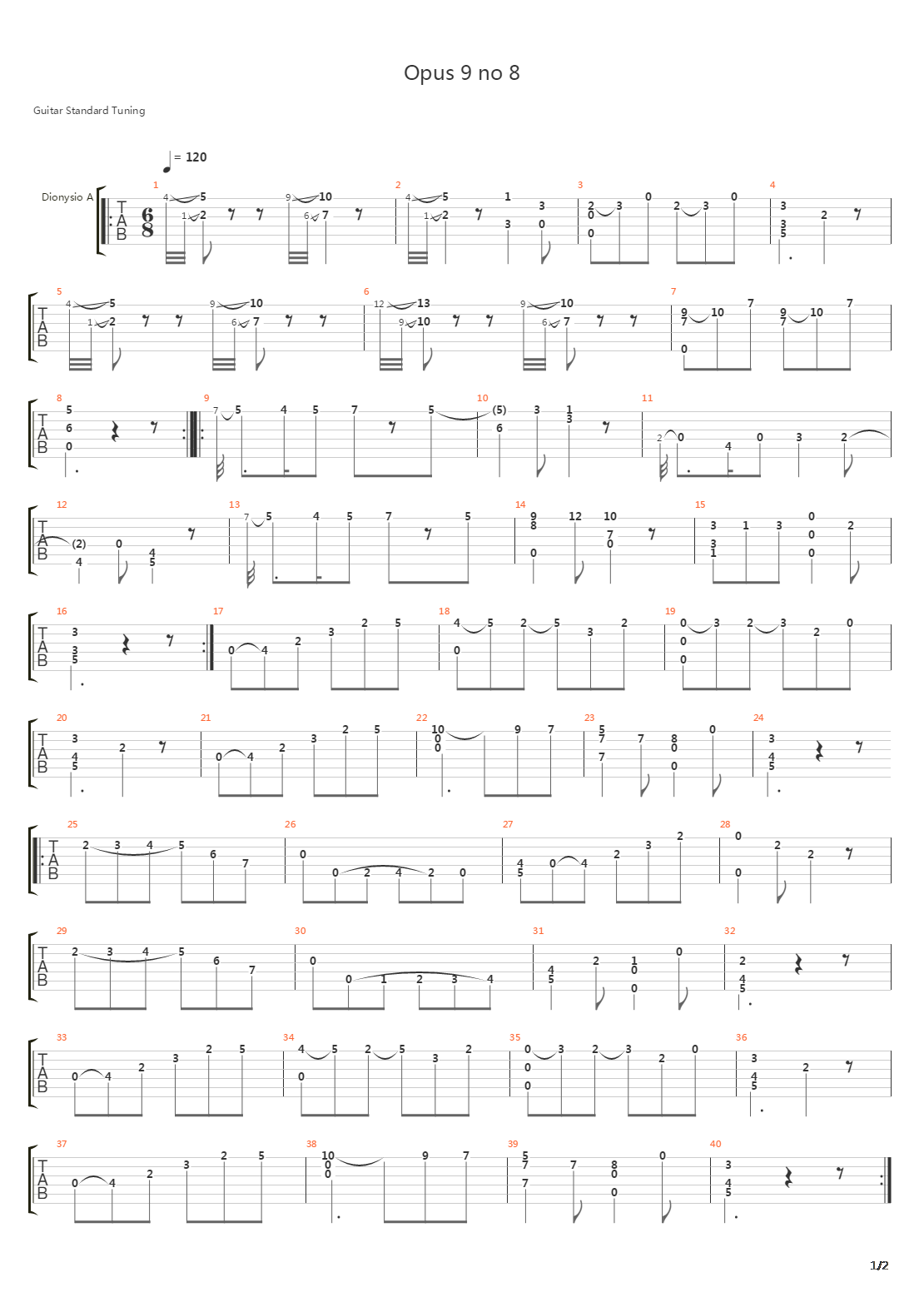 Opus 9 No 8吉他谱