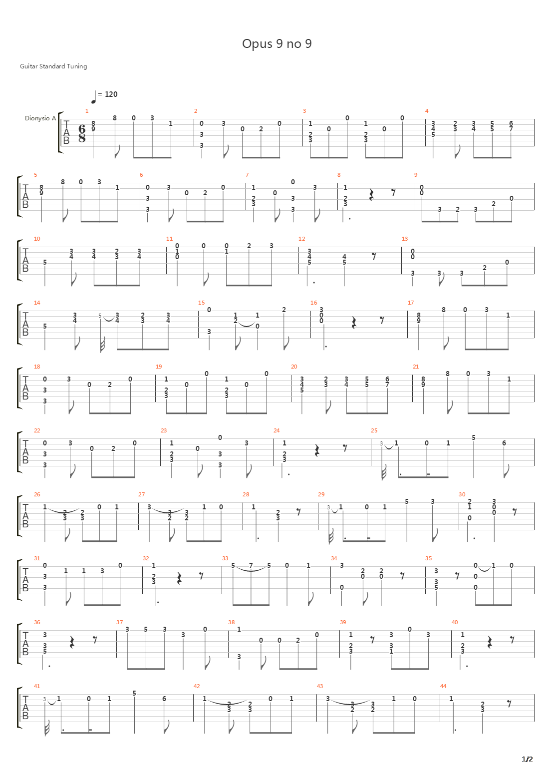 Opus 9 No 9吉他谱