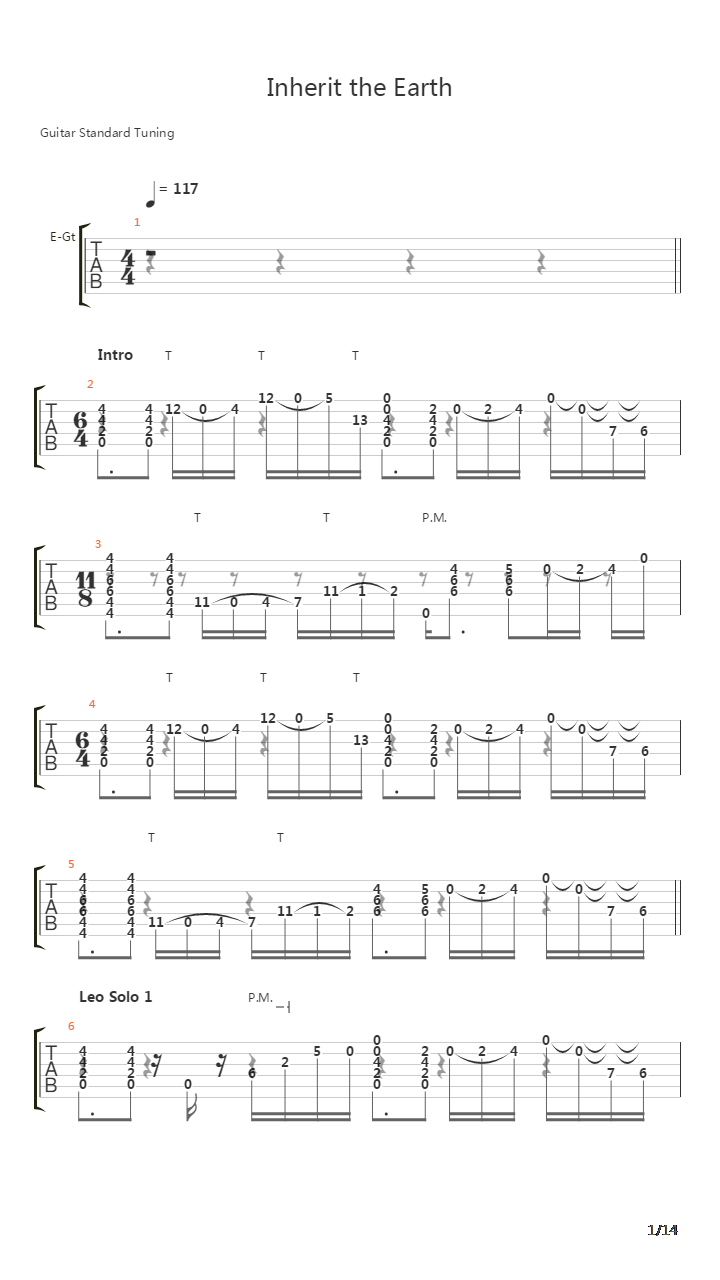 Inherit The Earth吉他谱