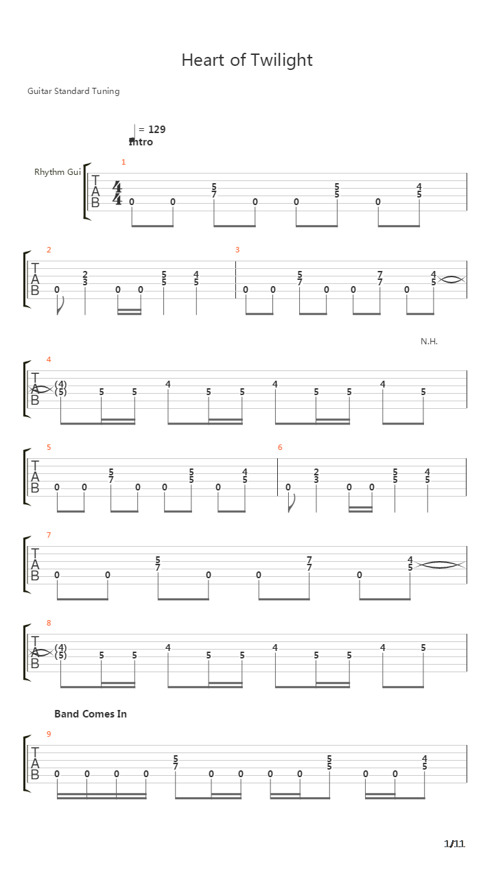 Heart Of Twilight吉他谱