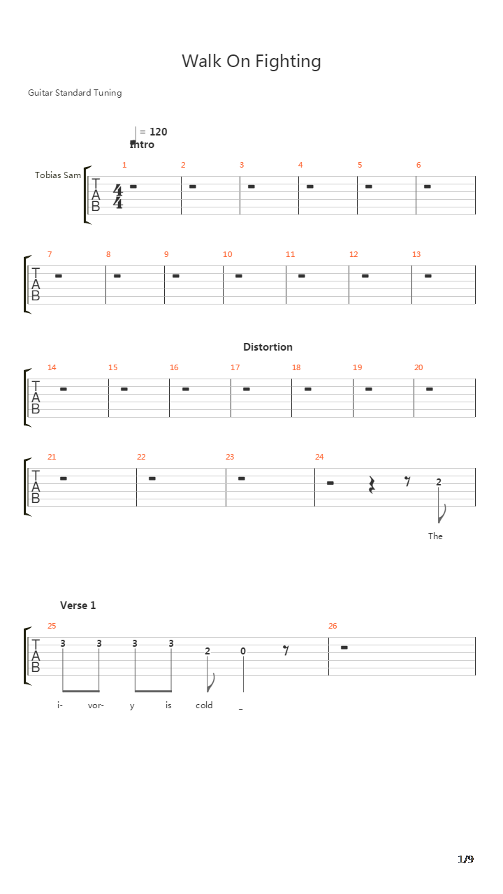 Walk On Fighting吉他谱