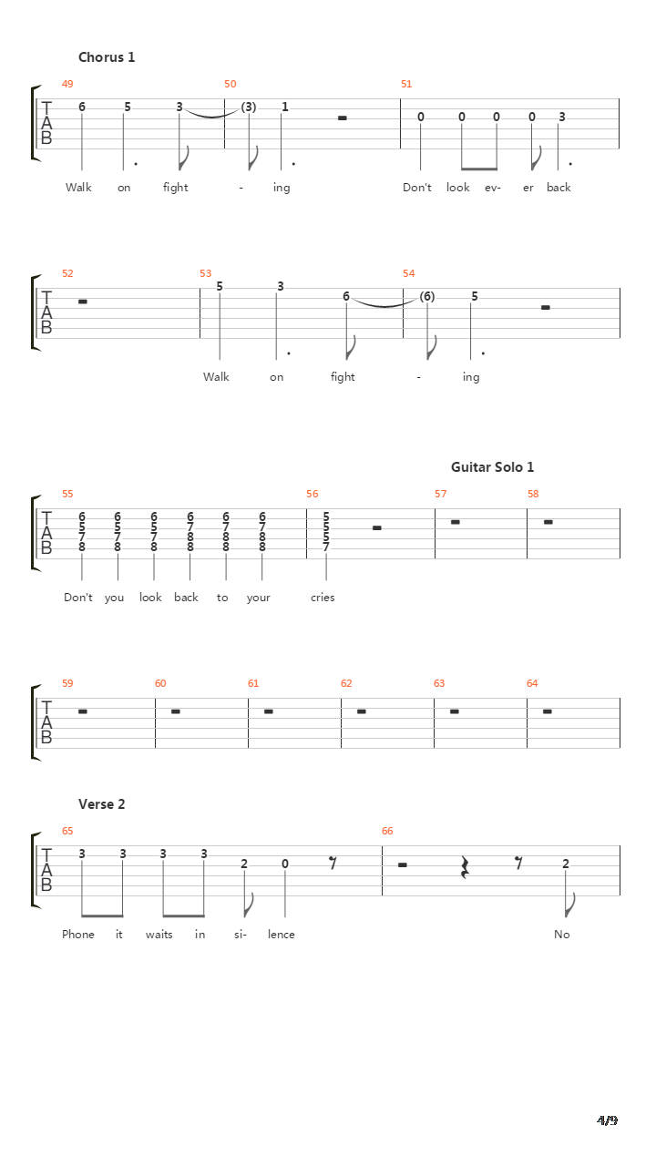 Walk On Fighting吉他谱