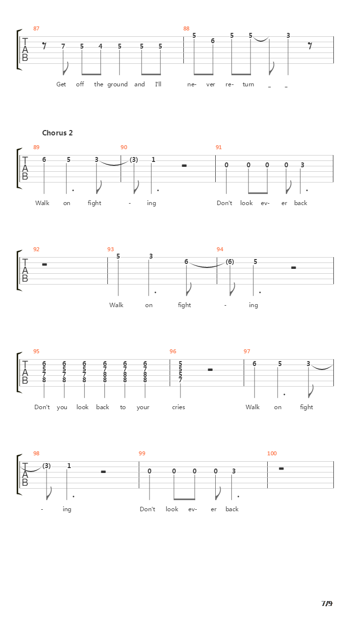 Walk On Fighting吉他谱