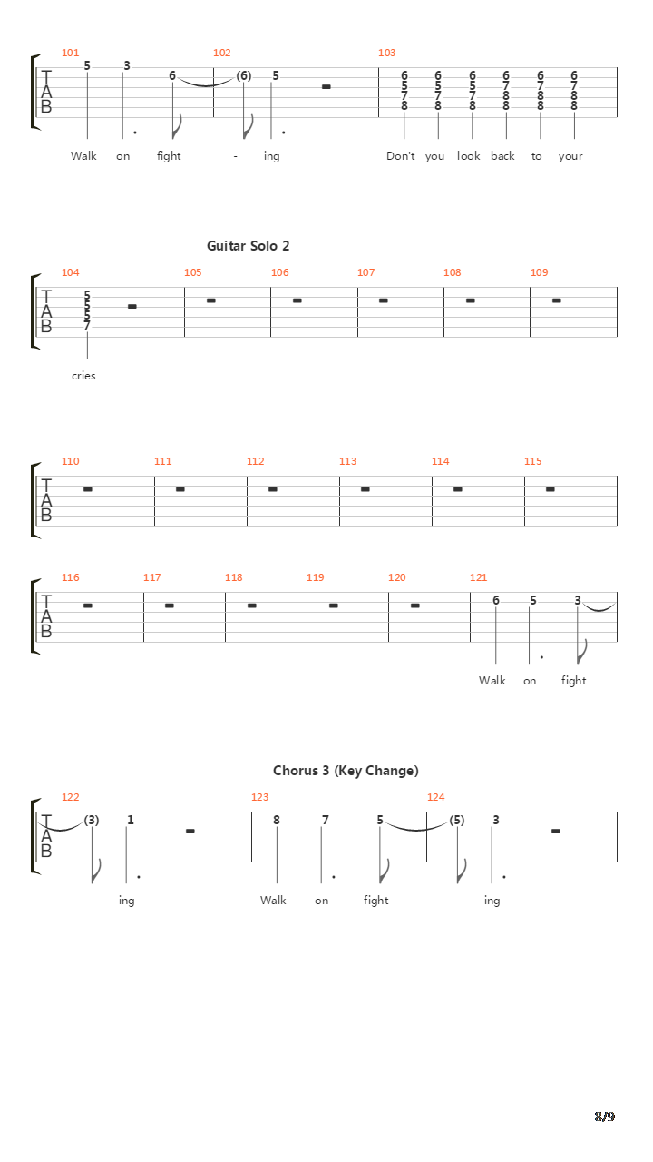 Walk On Fighting吉他谱