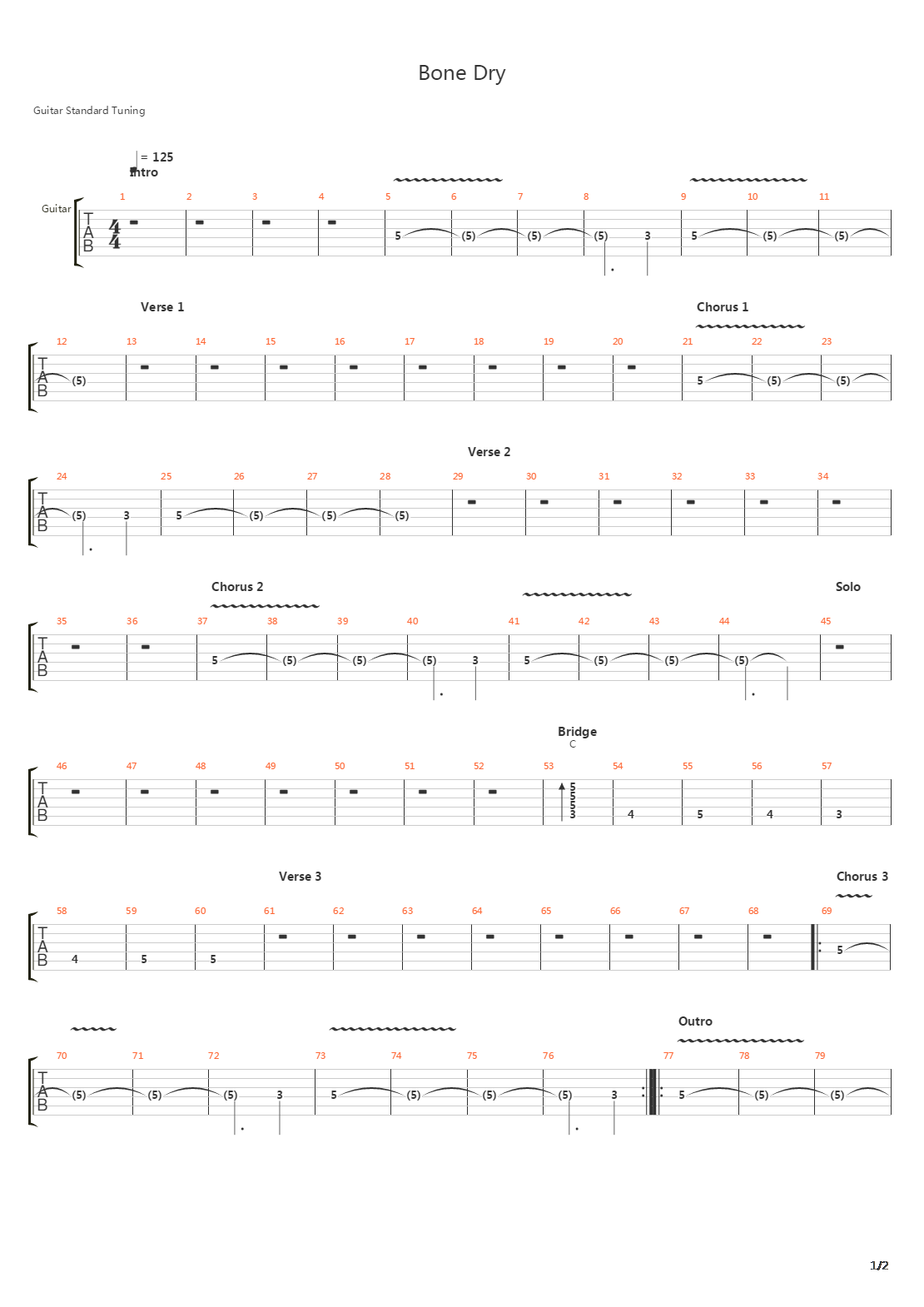 Bone Dry吉他谱