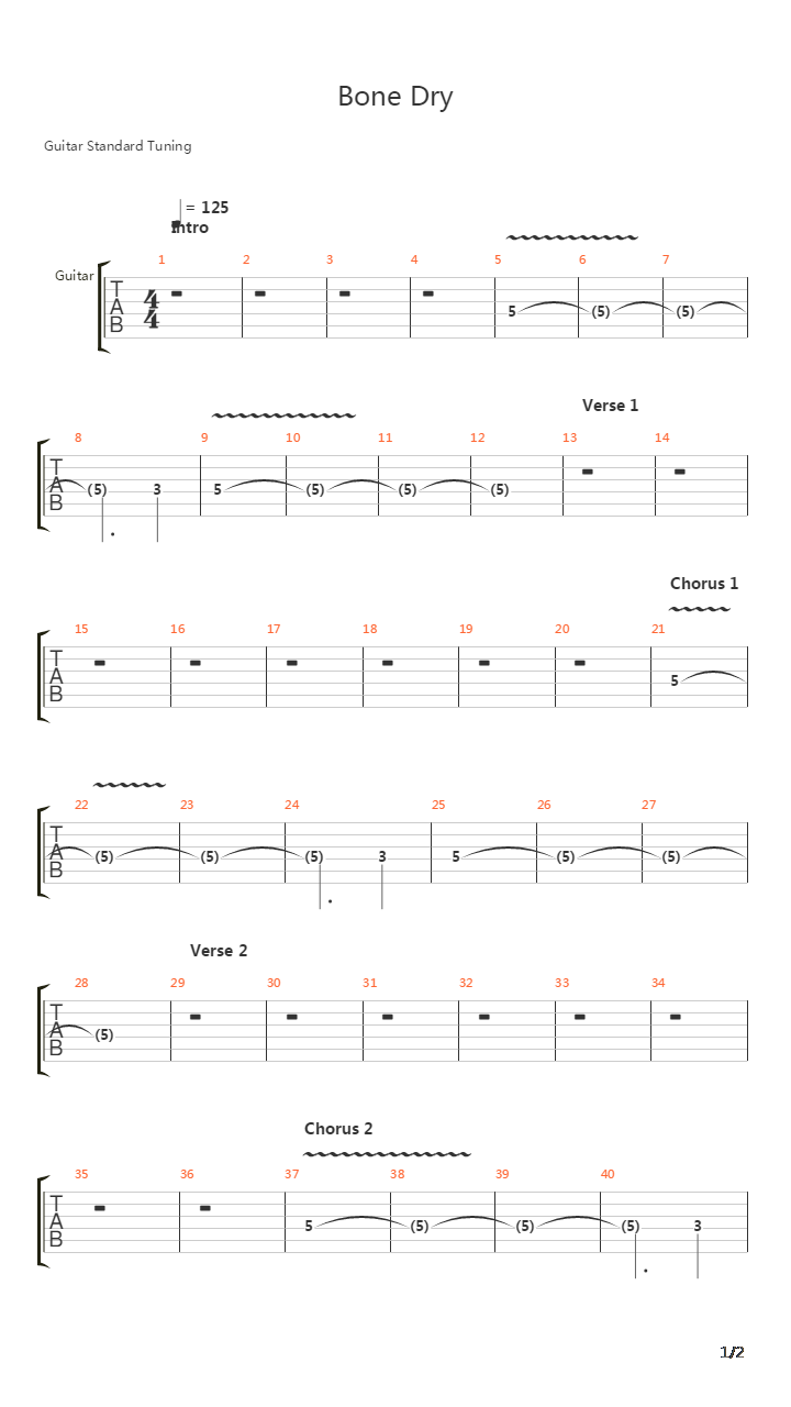 Bone Dry吉他谱