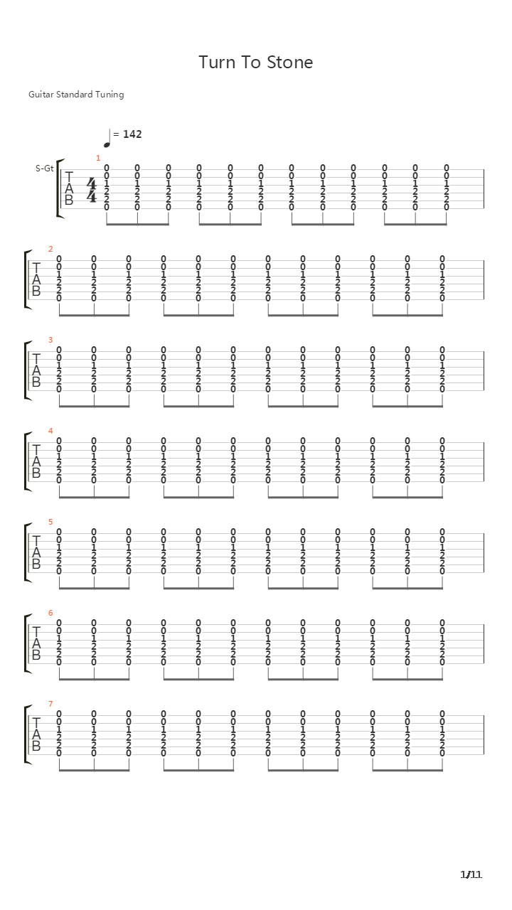 Turn To Stone吉他谱