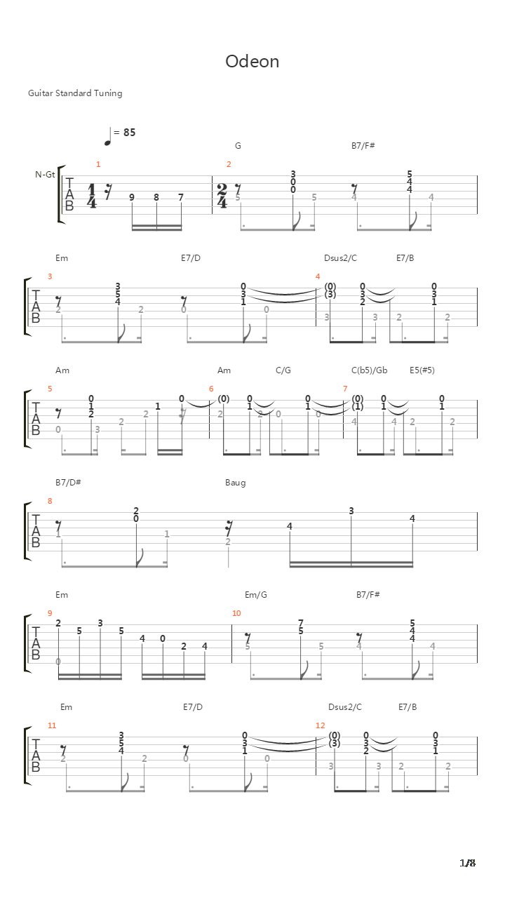 Odeon吉他谱