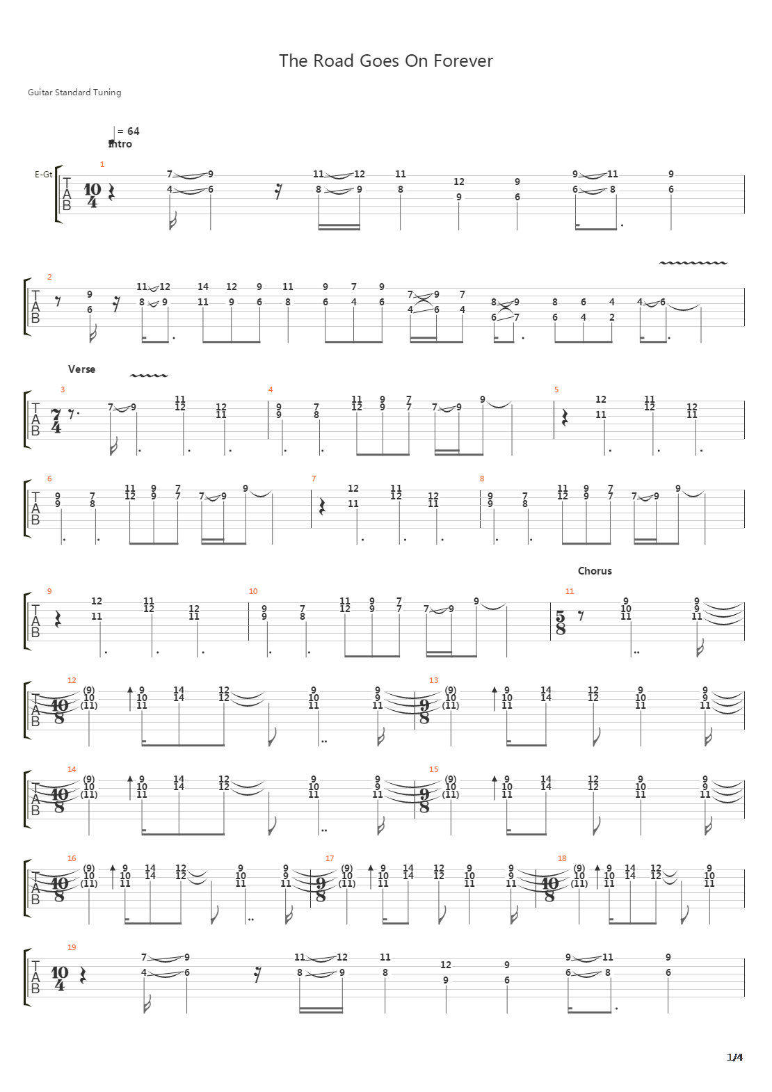 The Road Goes On Forever吉他谱