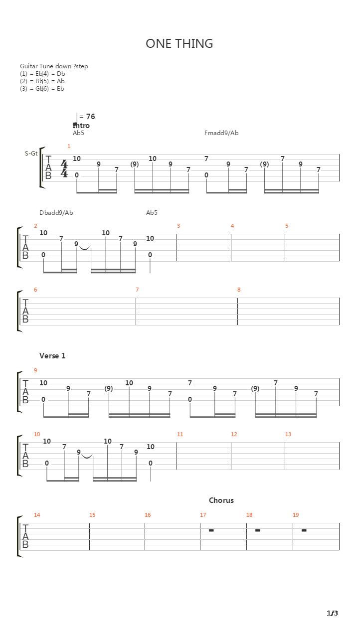 One Thing吉他谱