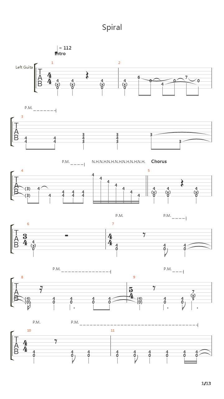 Spiral吉他谱