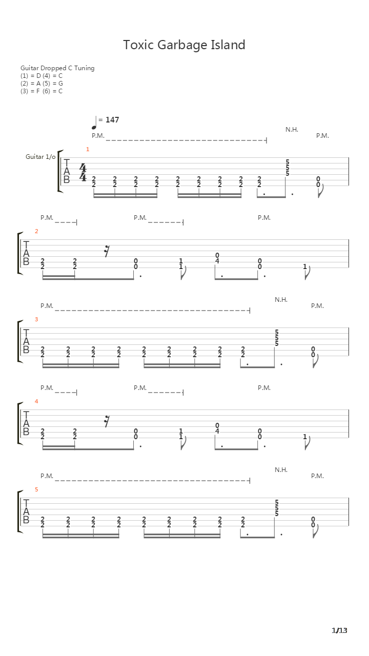 Toxic Garbage Island吉他谱