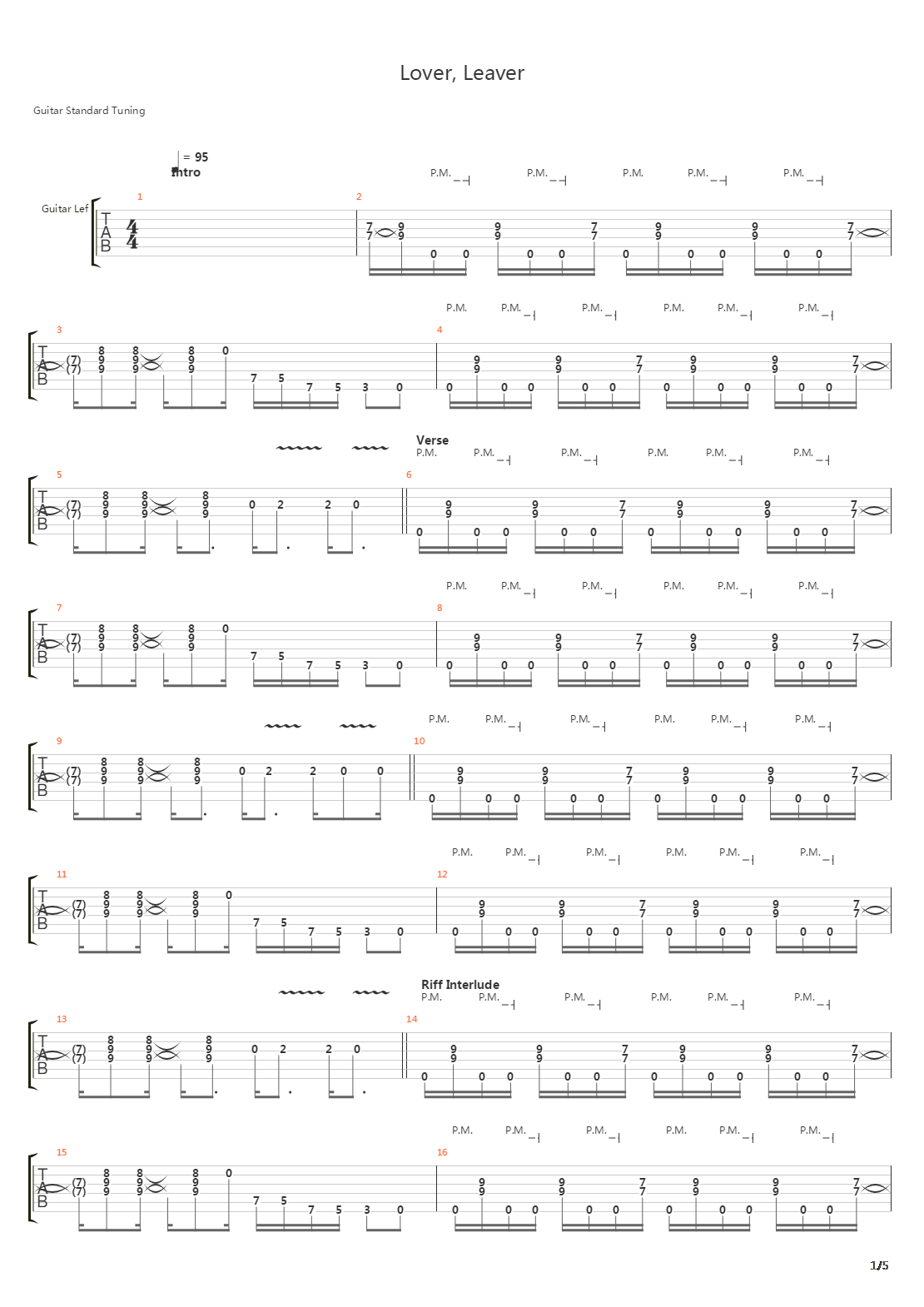 Lover Leaver吉他谱