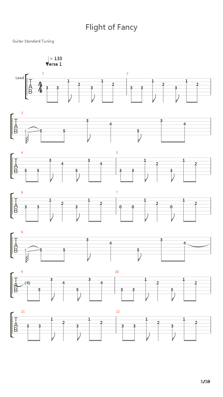 Flight Of Fancy吉他谱