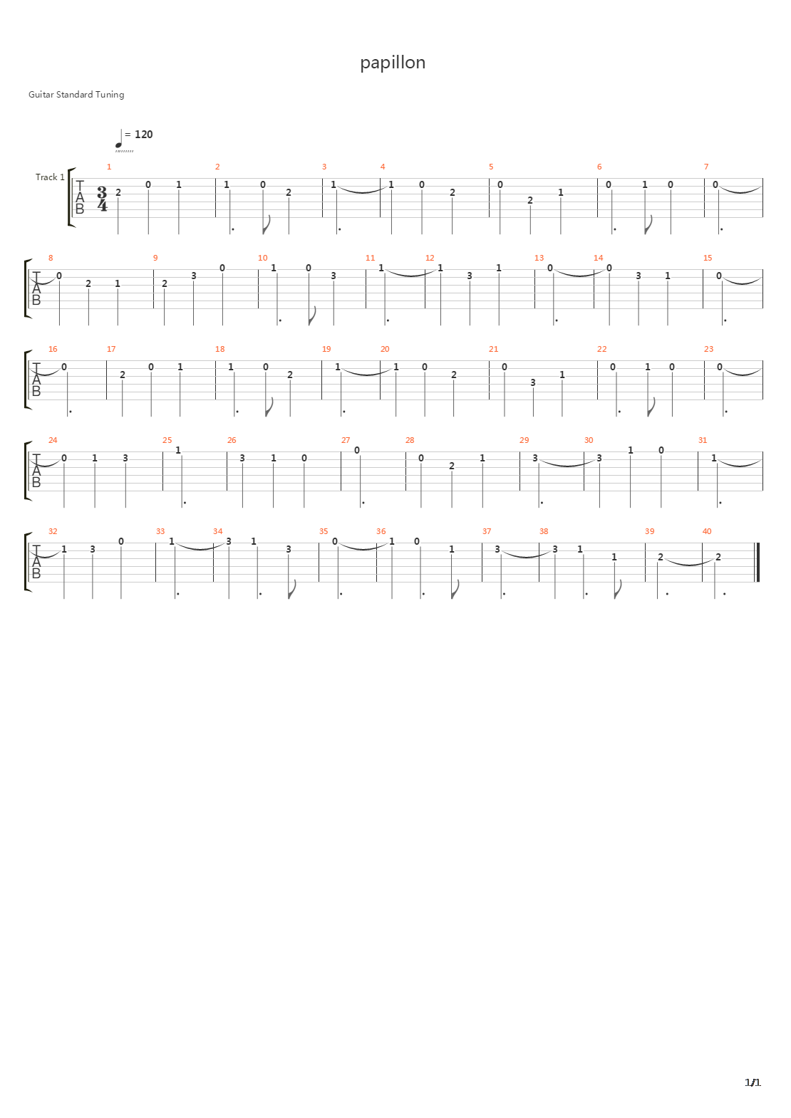 Papillon吉他谱