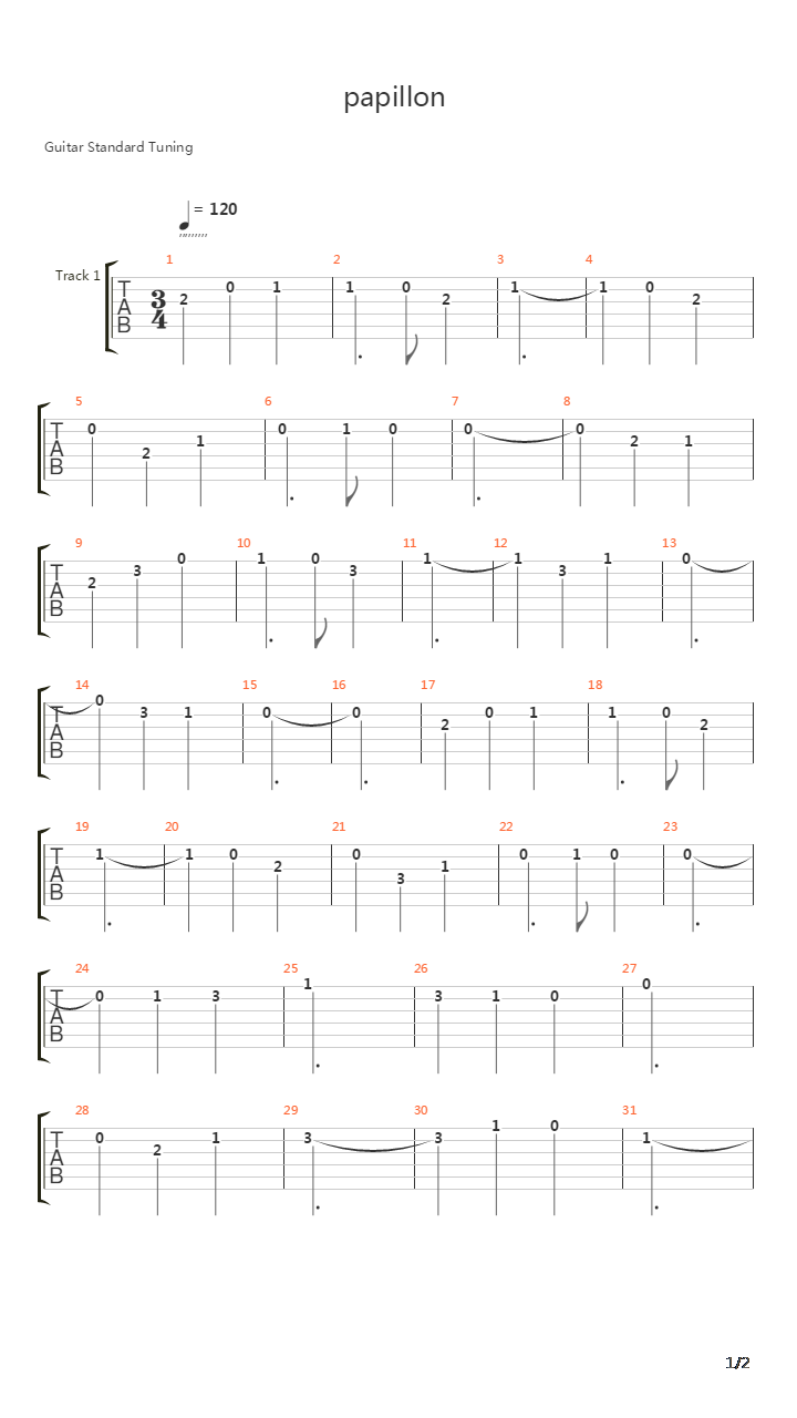Papillon吉他谱