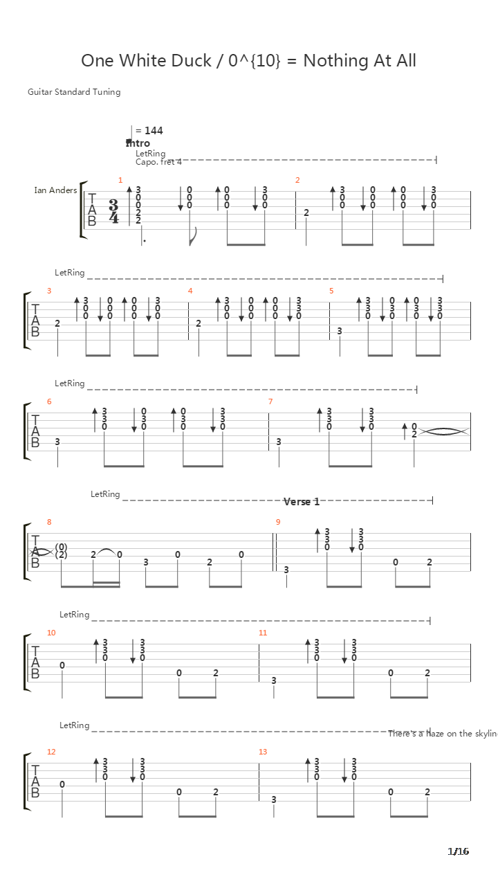 One White Duck吉他谱