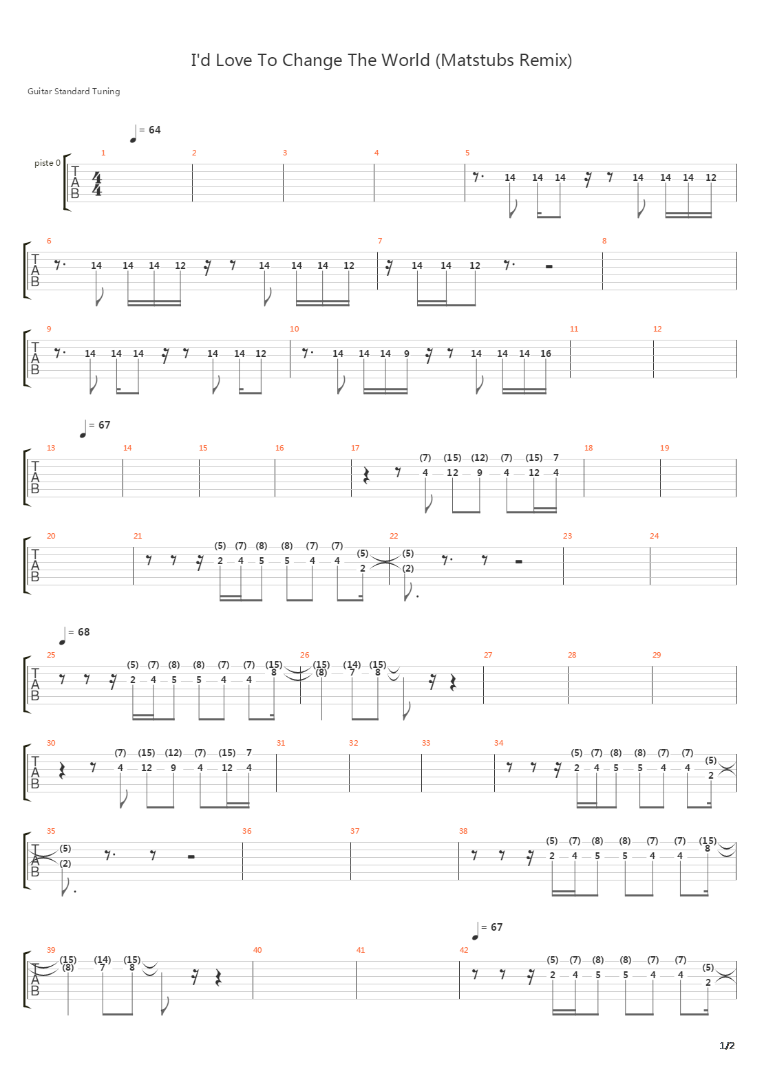 Id Love To Change The World吉他谱