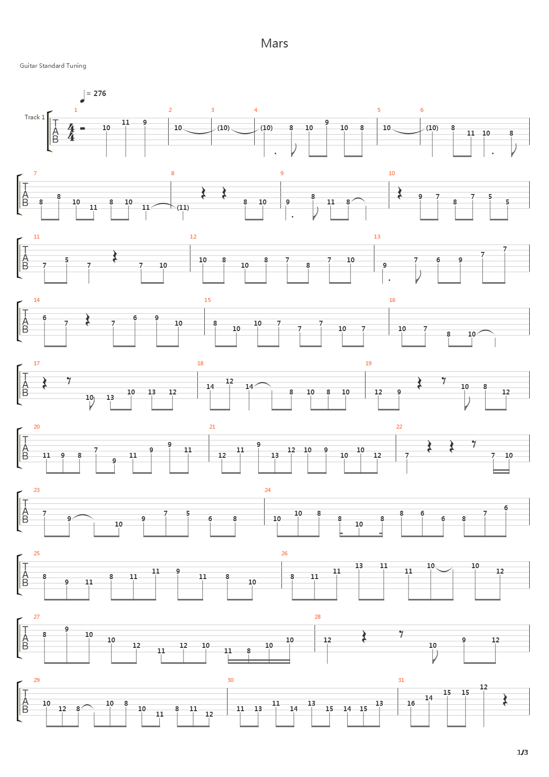 Mars吉他谱