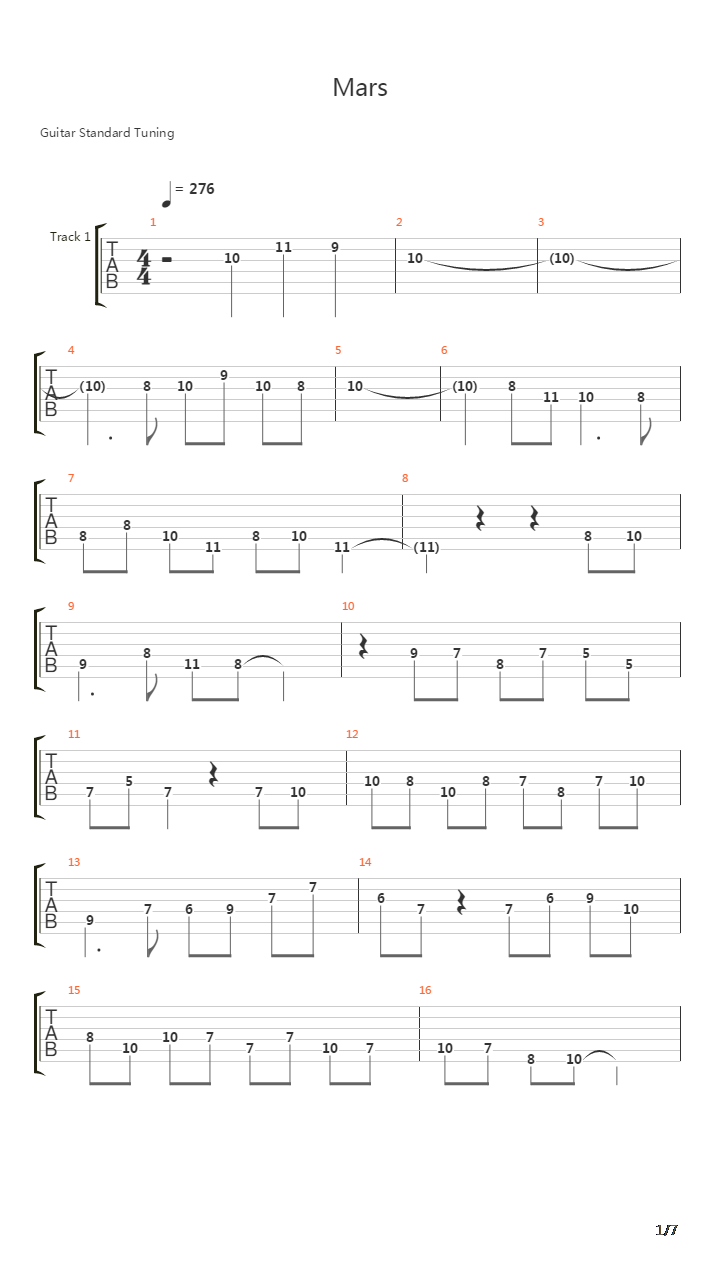 Mars吉他谱