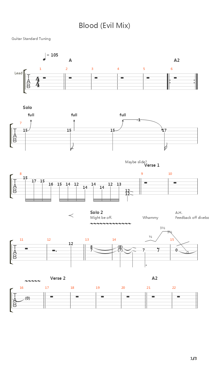 Blood Evil Mix吉他谱