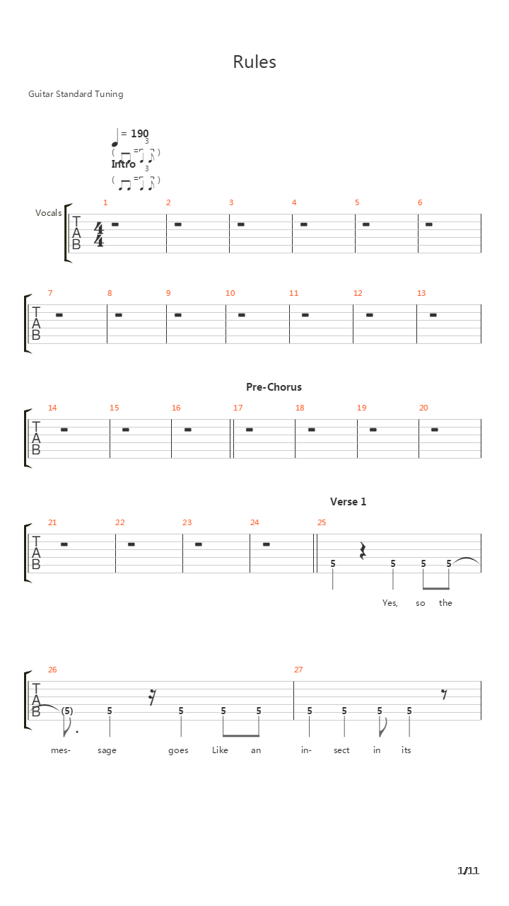 Rules吉他谱