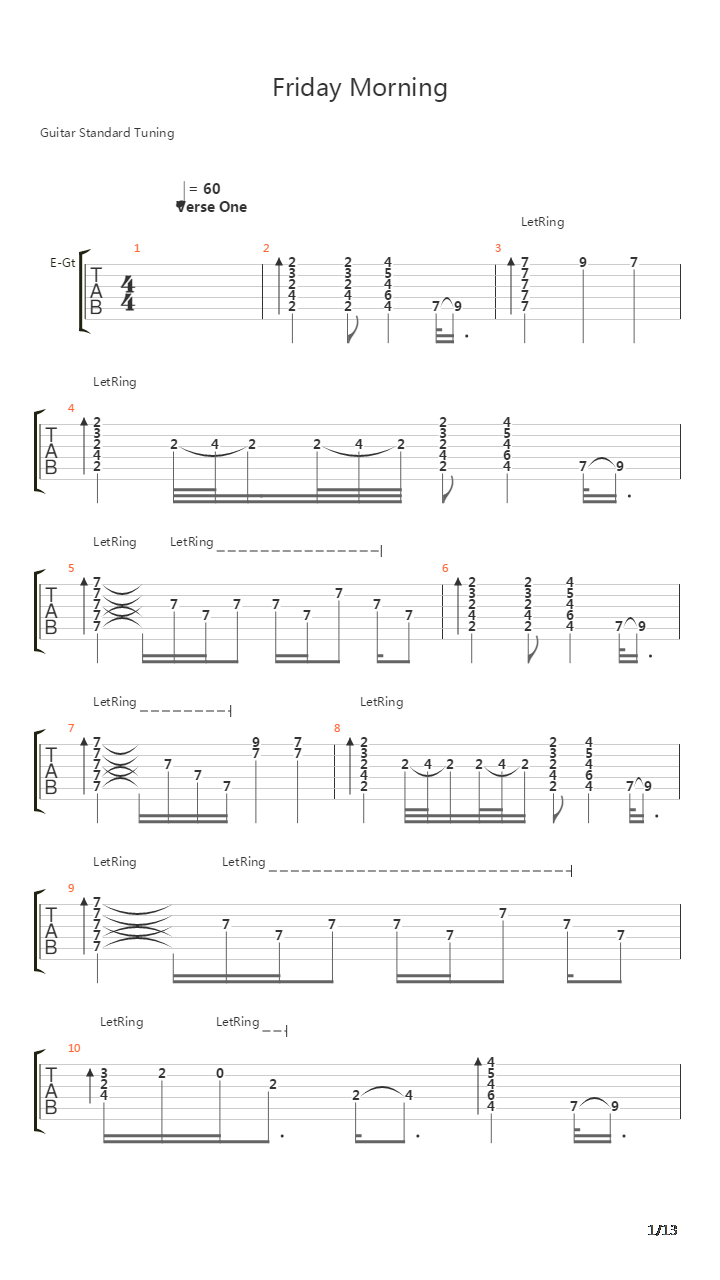 Friday Morning吉他谱