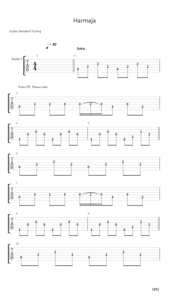 Harmaja吉他谱