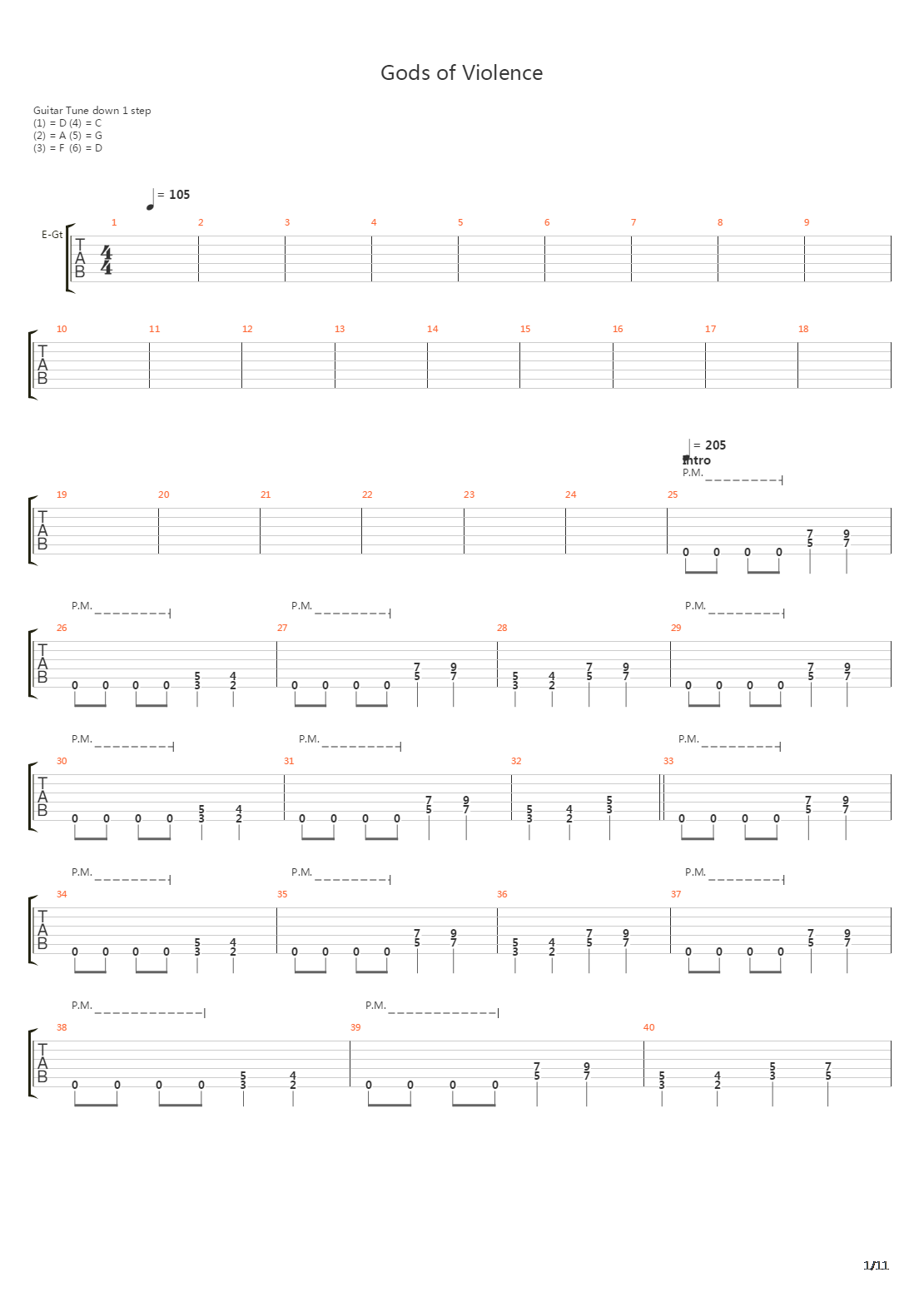 Gods Of Violence吉他谱