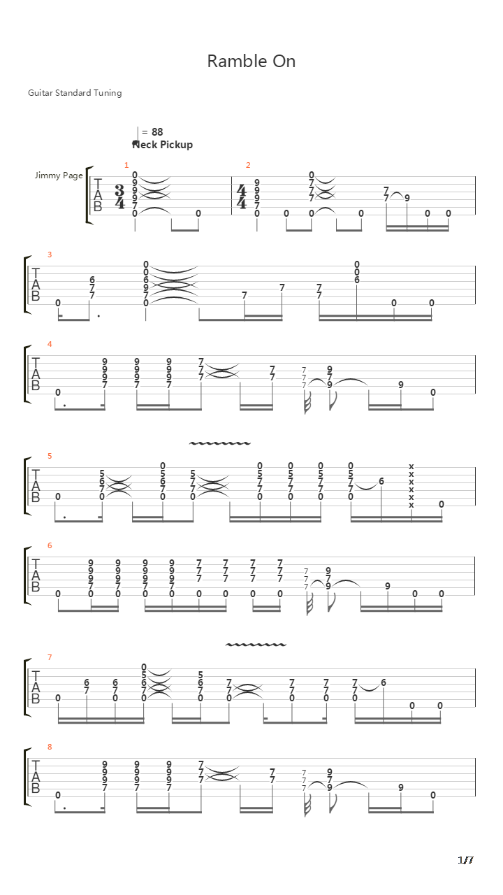 Ramble On吉他谱
