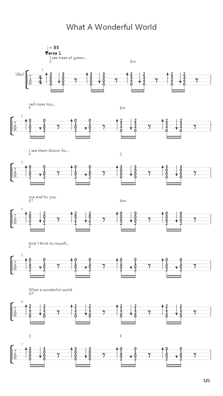 What A Wonderful World吉他谱