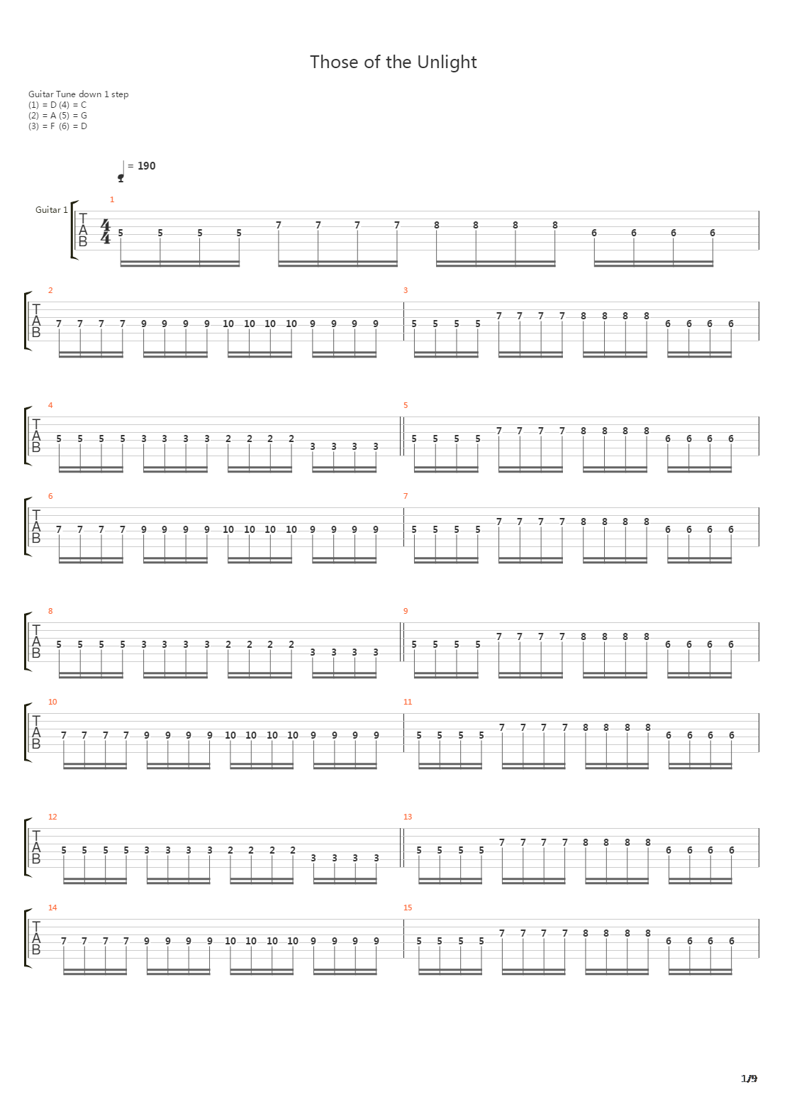 Those Of The Unlight吉他谱