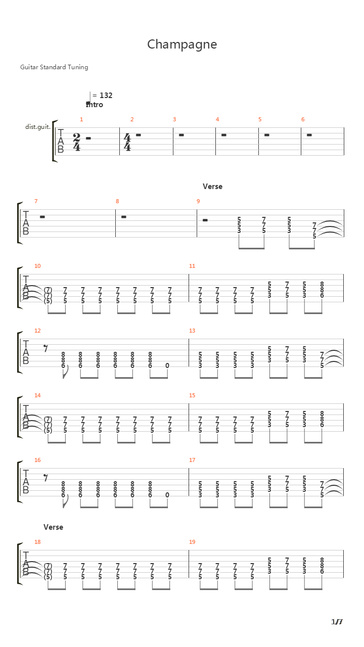 Champagne吉他谱