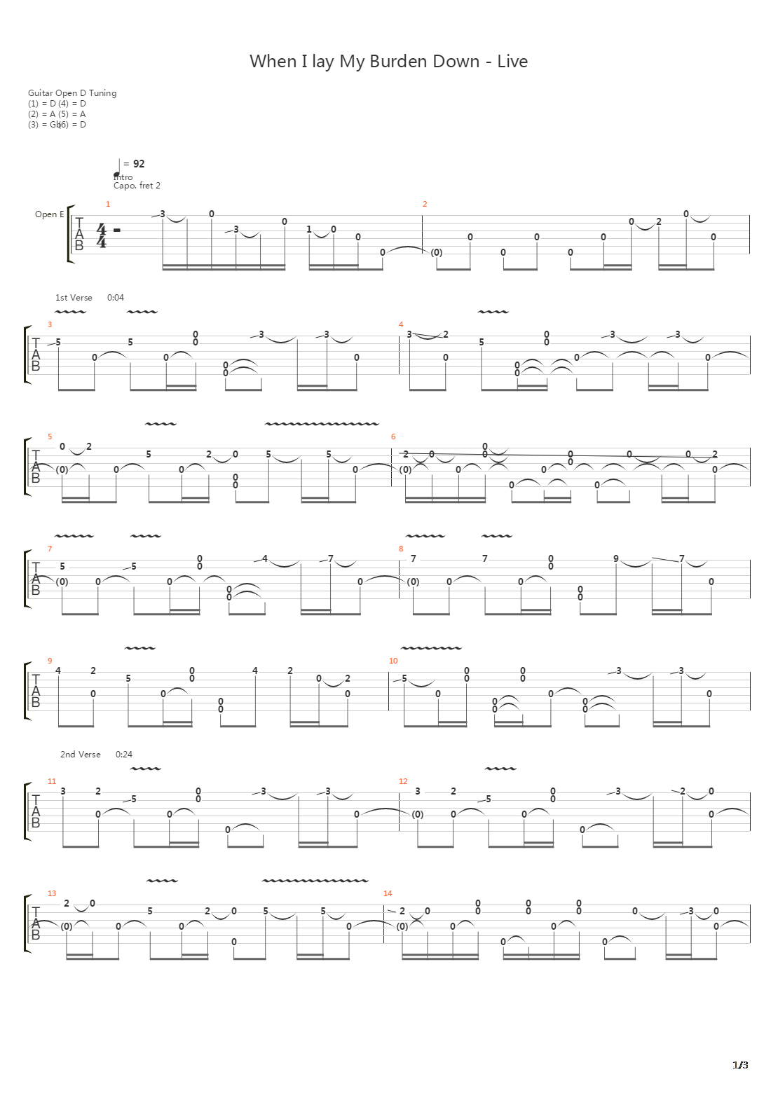 When I Lay My Burden Down吉他谱