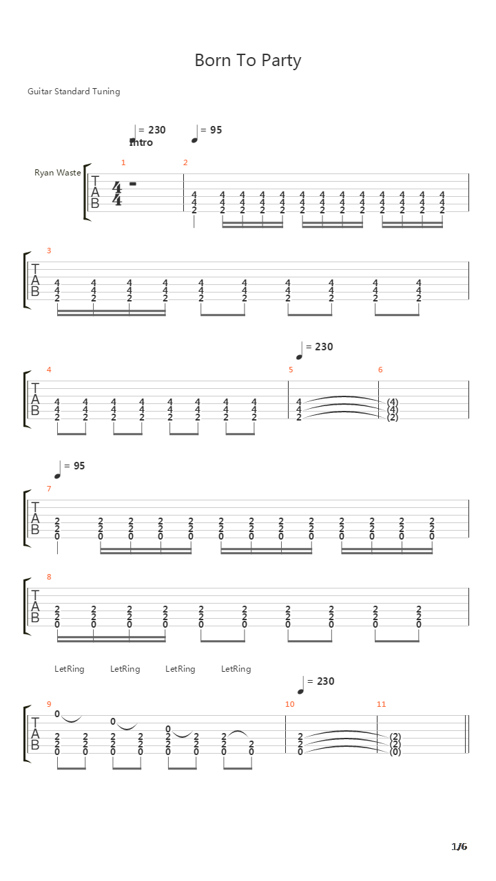 Born To Party吉他谱