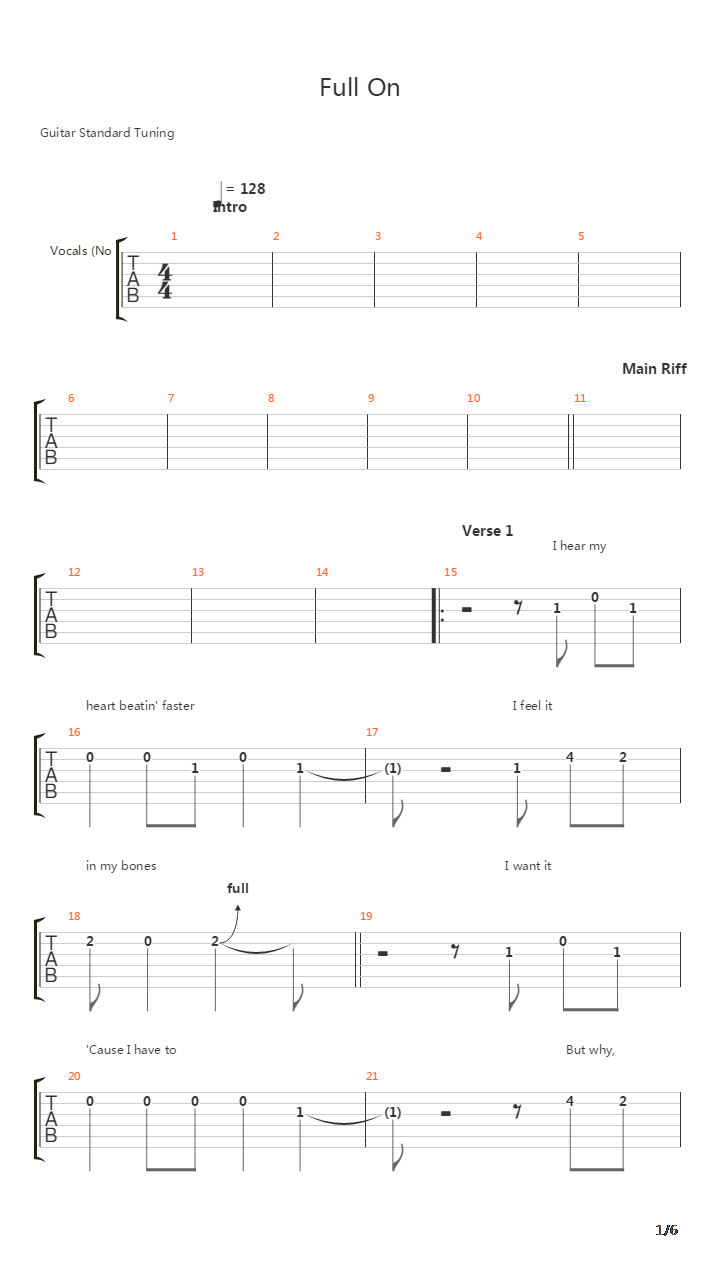 Full On吉他谱