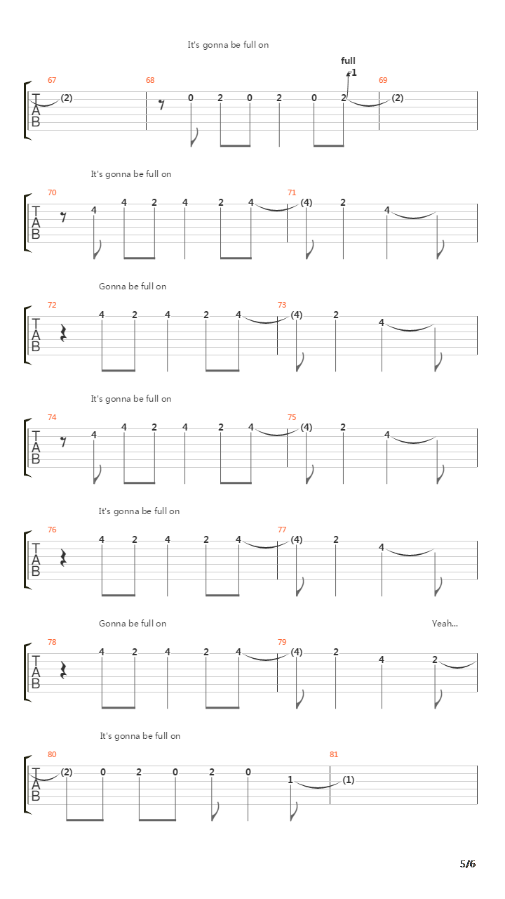 Full On吉他谱