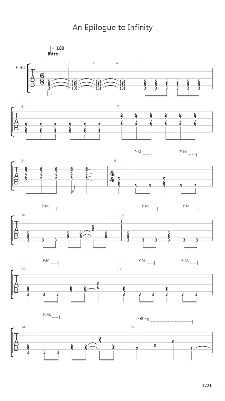 An Epilogue To Infinity吉他谱