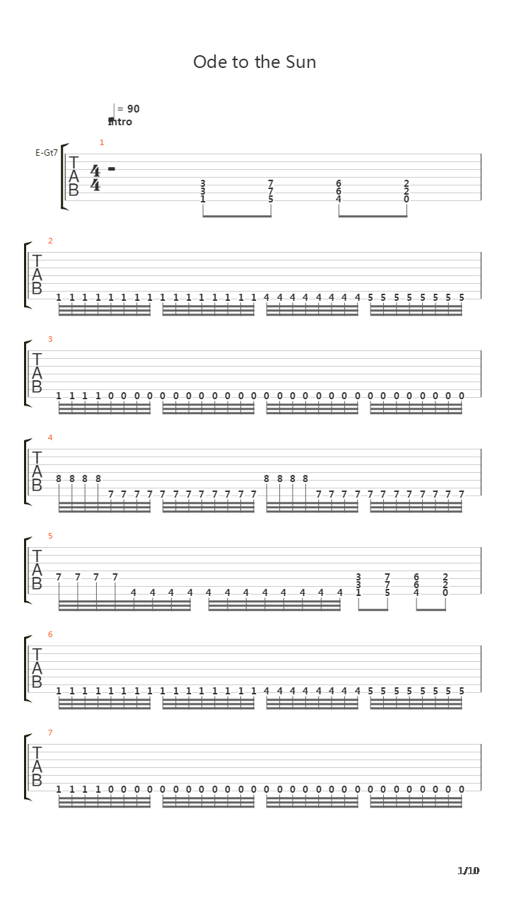 Ode To The Sun吉他谱